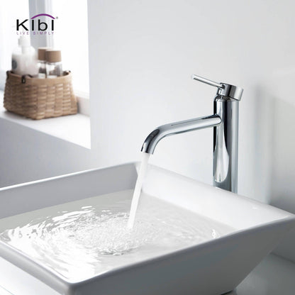 KIBI Circular Single Handle Chrome Solid Brass Bathroom Vessel Sink Faucet