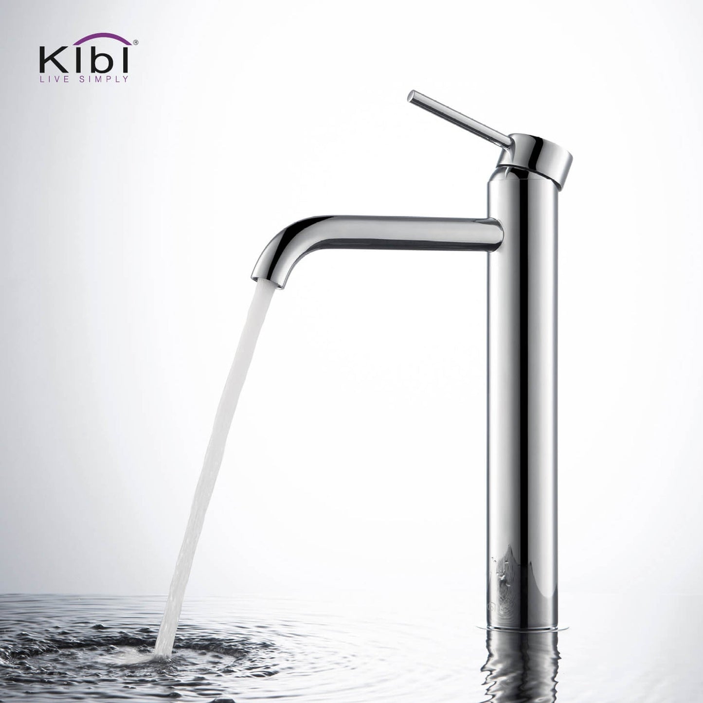 KIBI Circular Single Handle Chrome Solid Brass Bathroom Vessel Sink Faucet