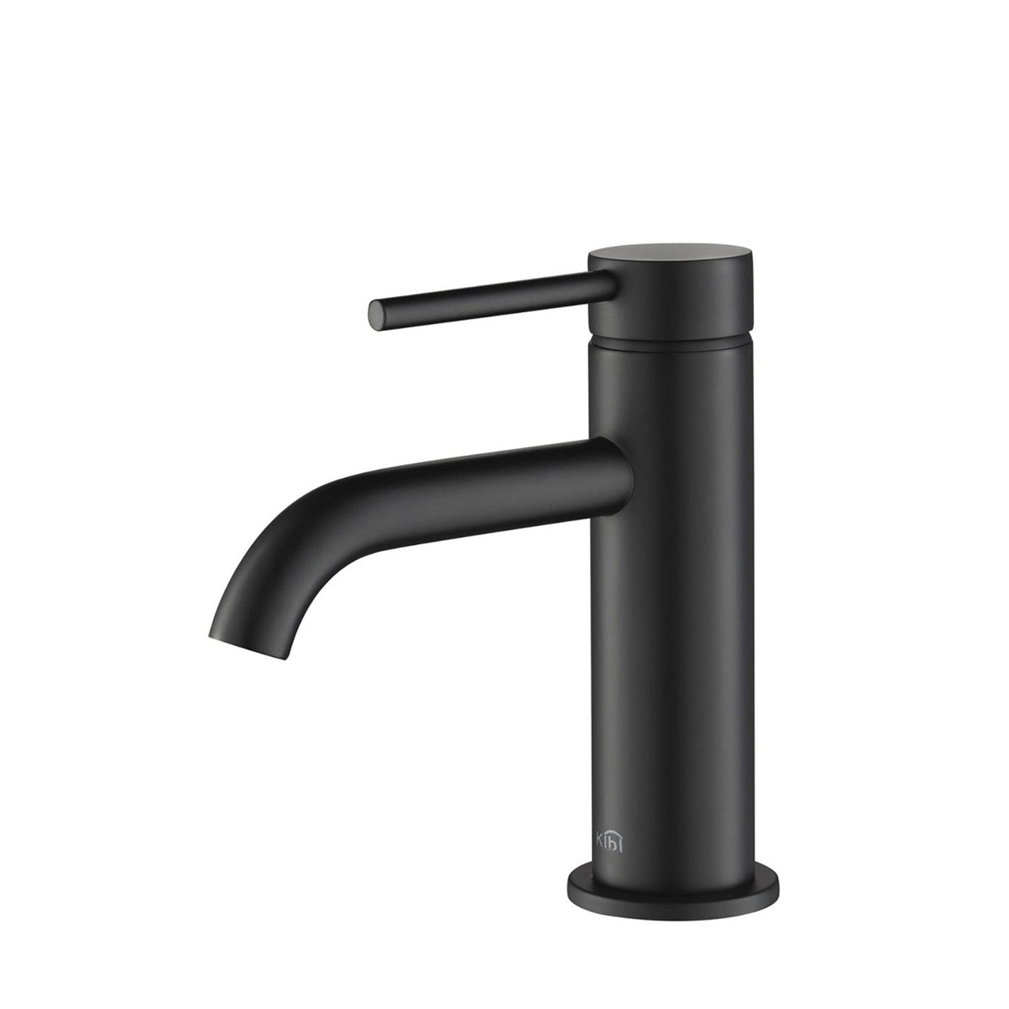 KIBI Circular Single Handle Matte Black Solid Brass Bathroom Sink Faucet