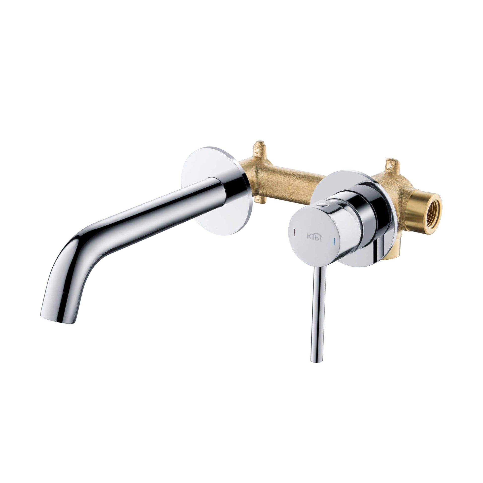 KIBI Circular Wall Mounted Single Handle Chrome Solid Brass Bathroom Sink Faucet