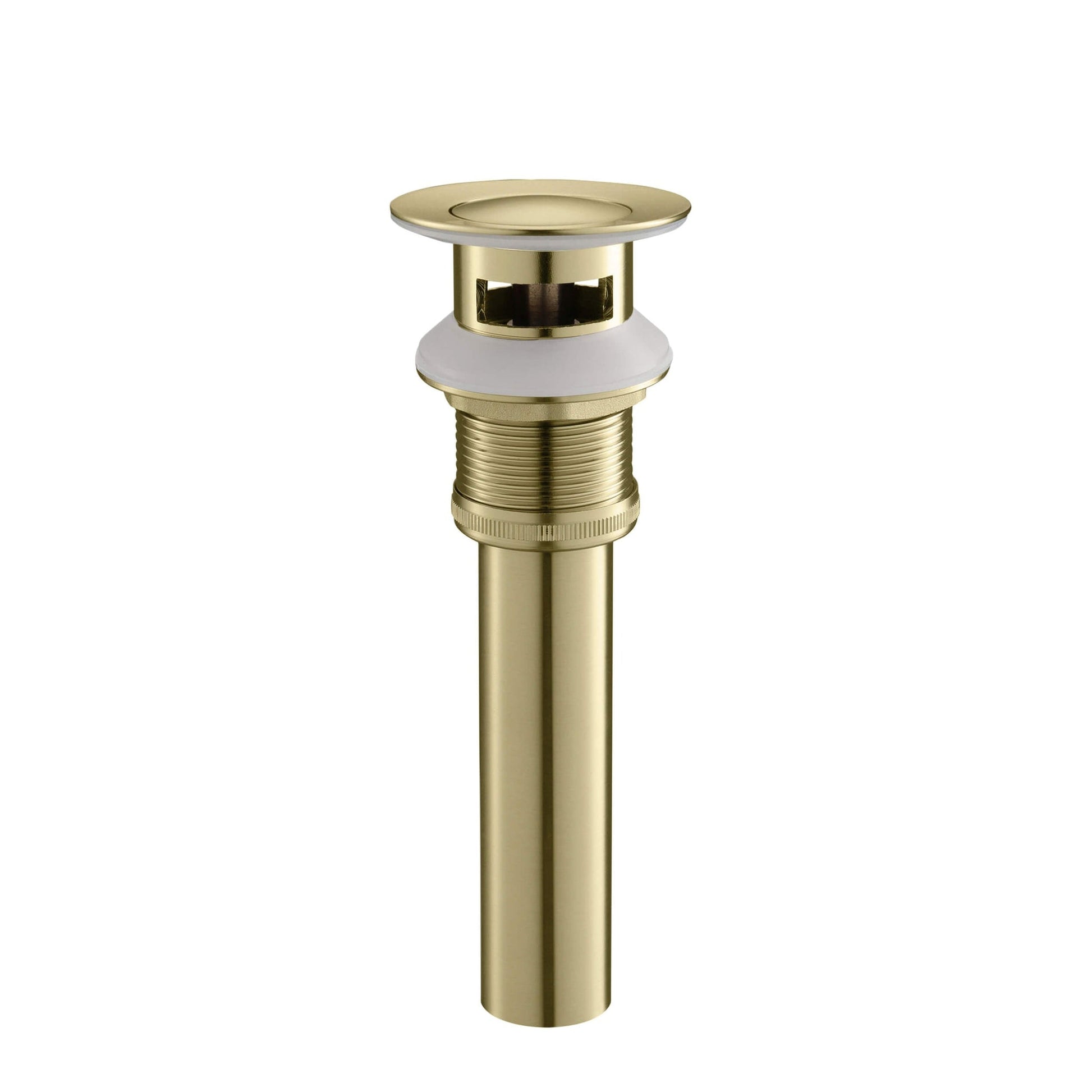 KIBI Circular X Single Handle Brushed Gold Solid Brass Bathroom Sink Faucet With Pop-Up Drain Stopper With Overflow