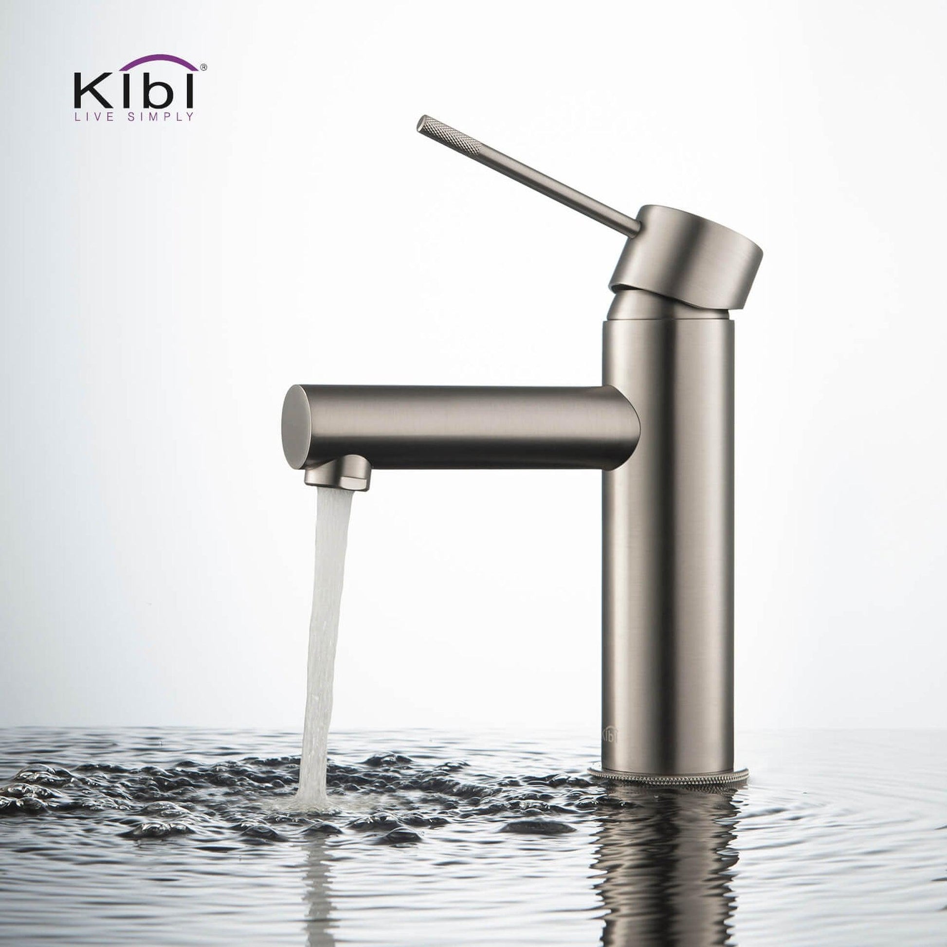 KIBI Circular X Single Handle Brushed Nickel Solid Brass Bathroom Sink Faucet With Pop-Up Drain Stopper With Overflow