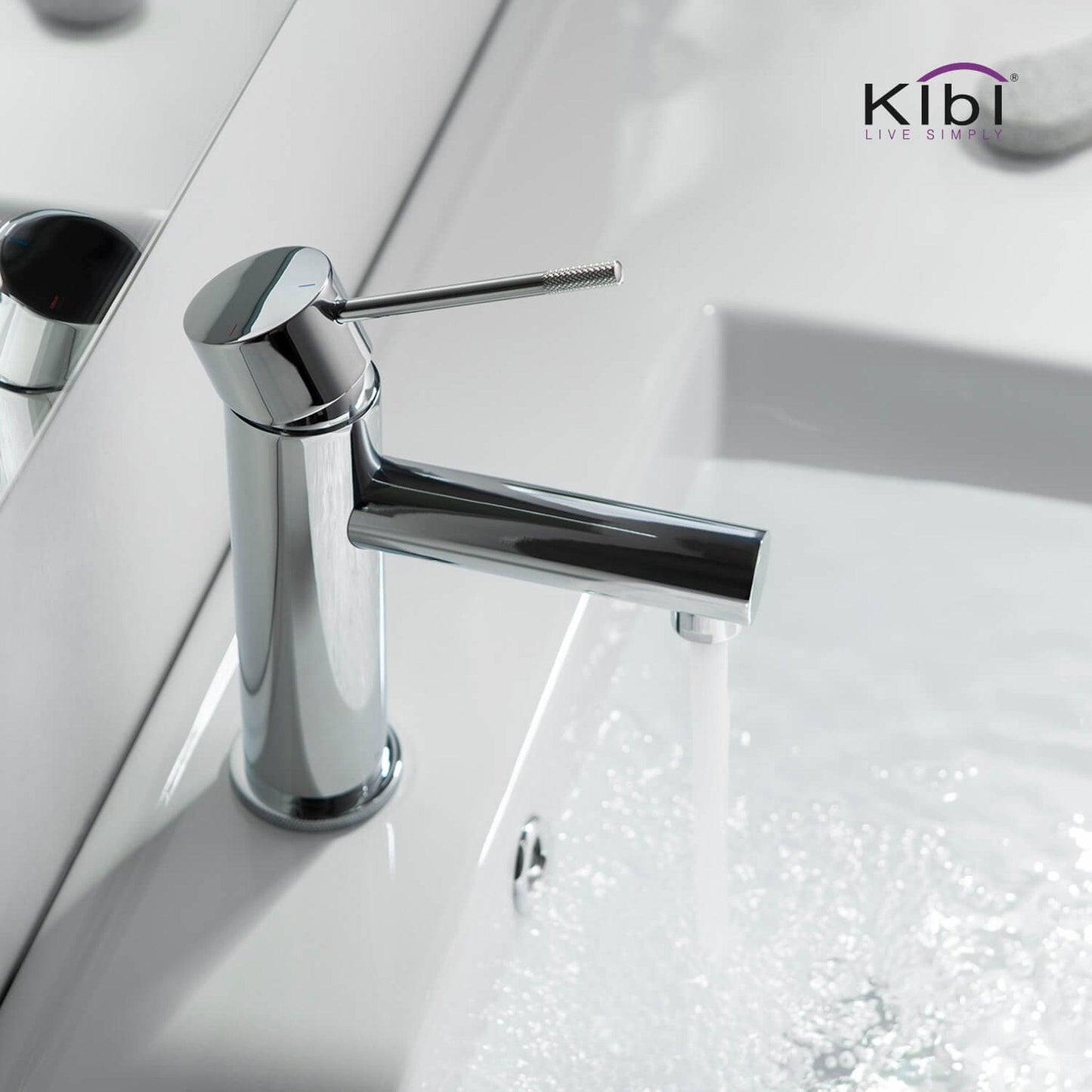 KIBI Circular X Single Handle Chrome Solid Brass Bathroom Sink Faucet With Pop-Up Drain Stopper With Overflow