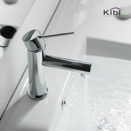 KIBI Circular X Single Handle Chrome Solid Brass Bathroom Sink Faucet With Pop-Up Drain Stopper With Overflow