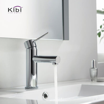 KIBI Circular X Single Handle Chrome Solid Brass Bathroom Sink Faucet With Pop-Up Drain Stopper With Overflow
