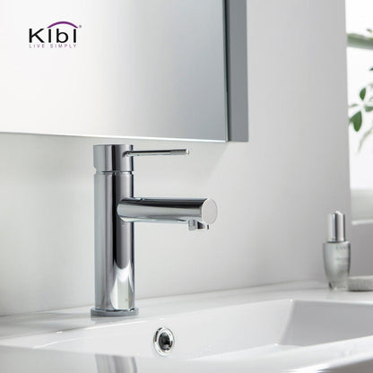 KIBI Circular X Single Handle Chrome Solid Brass Bathroom Sink Faucet With Pop-Up Drain Stopper With Overflow