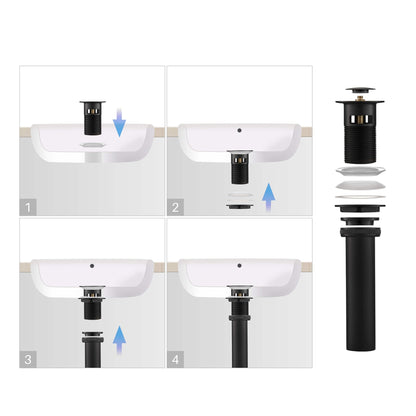 KIBI Circular X Single Handle Matte Black Solid Brass Bathroom Sink Faucet With Pop-Up Drain Stopper With Overflow