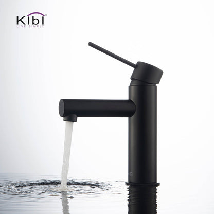 KIBI Circular X Single Handle Matte Black Solid Brass Bathroom Sink Faucet With Pop-Up Drain Stopper With Overflow