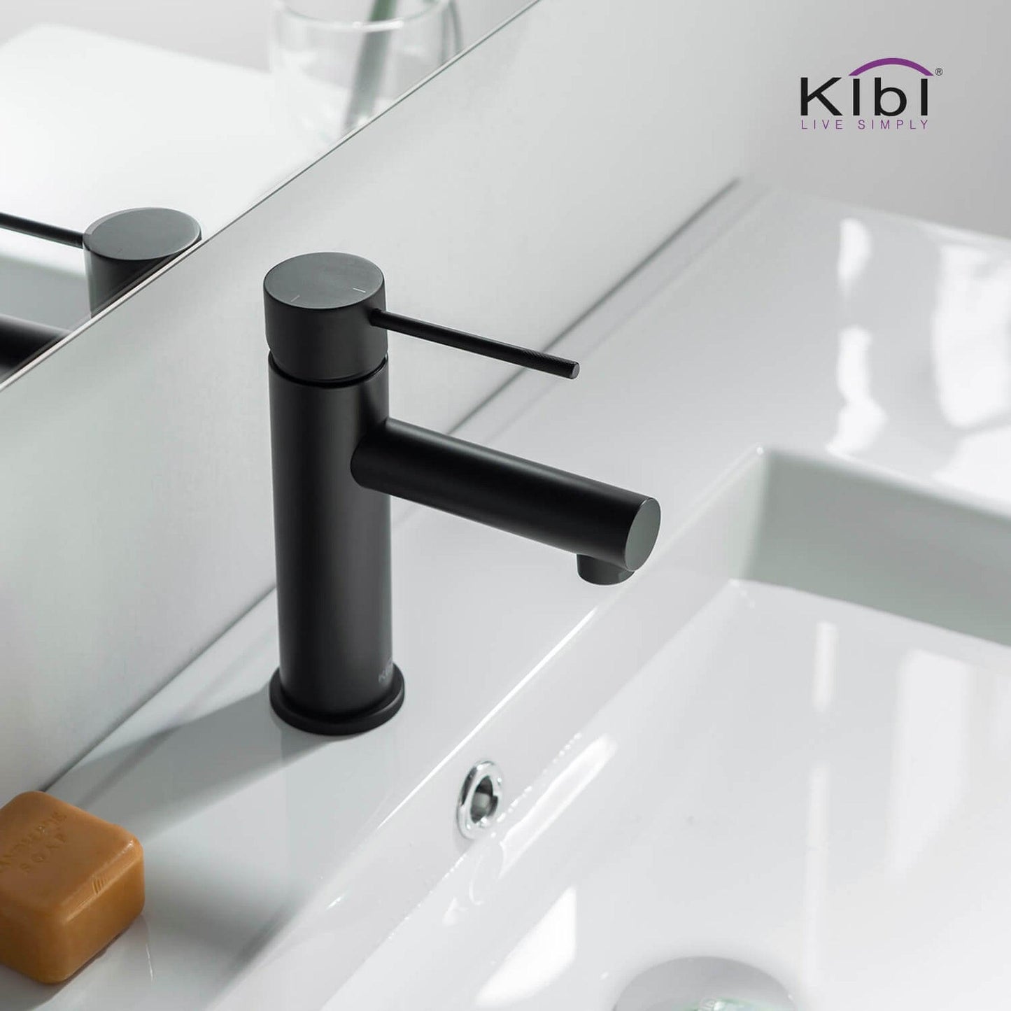 KIBI Circular X Single Handle Matte Black Solid Brass Bathroom Sink Faucet With Pop-Up Drain Stopper With Overflow