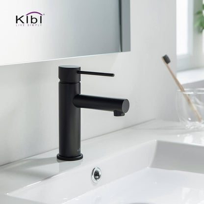 KIBI Circular X Single Handle Matte Black Solid Brass Bathroom Vanity Sink Faucet
