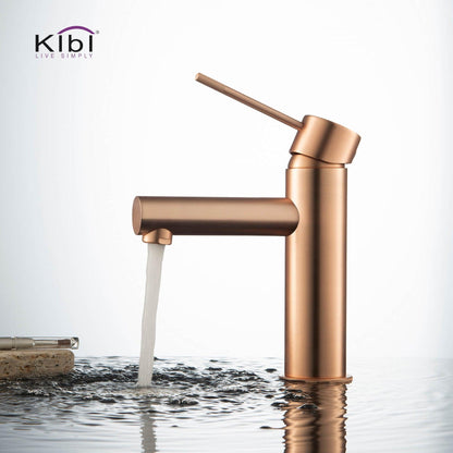 KIBI Circular X Single Handle Rose Gold Solid Brass Bathroom Vanity Sink Faucet