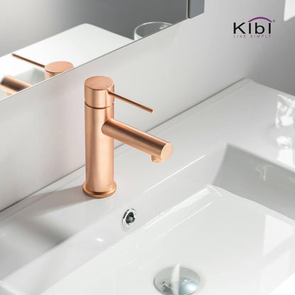 KIBI Circular X Single Handle Rose Gold Solid Brass Bathroom Vanity Sink Faucet