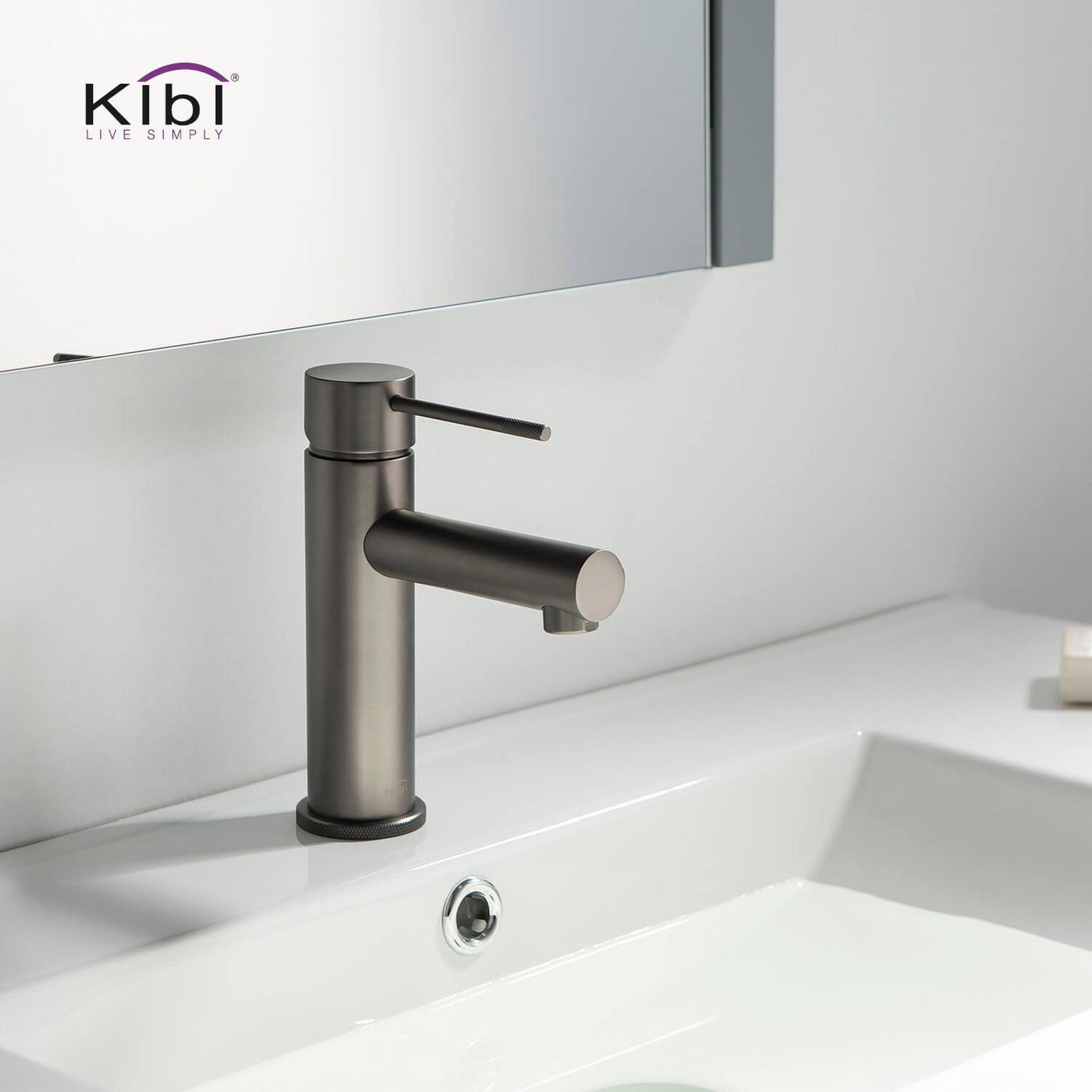 KIBI Circular X Single Handle Titanium Solid Brass Bathroom Vanity Sink Faucet