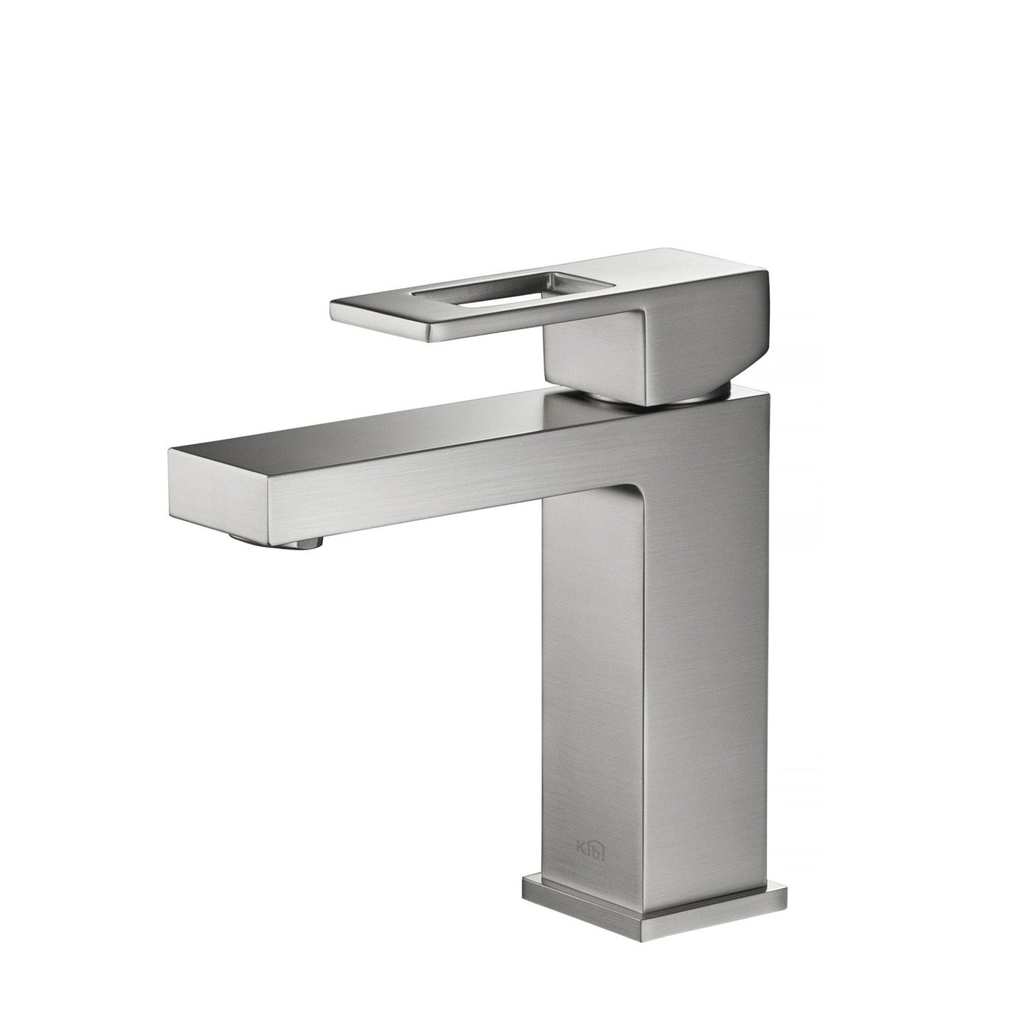 KIBI Cubic Single Handle Brushed Nickel Solid Brass Bathroom Vanity Sink Faucet