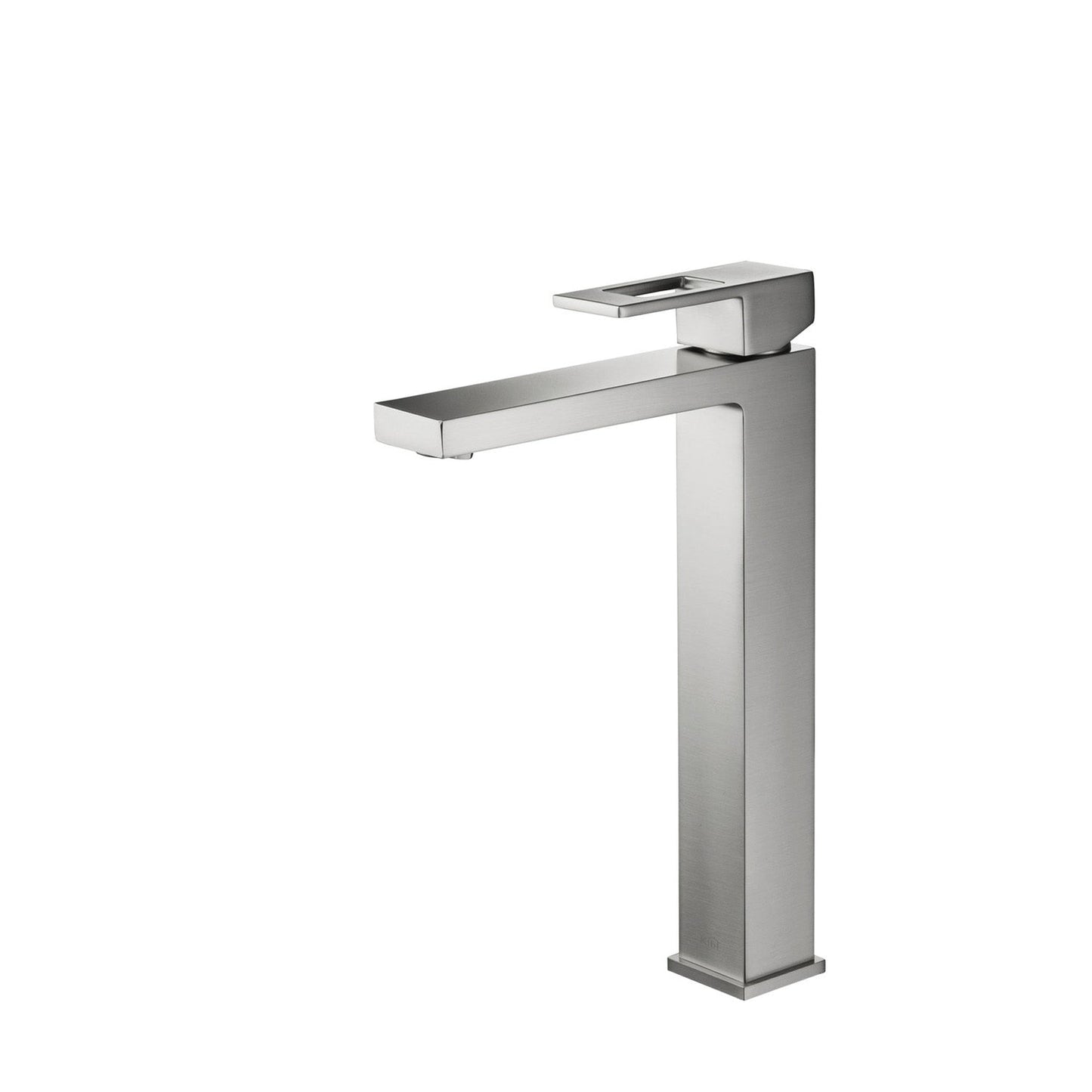 KIBI Cubic Single Handle Brushed Nickel Solid Brass Bathroom Vessel Sink Faucet