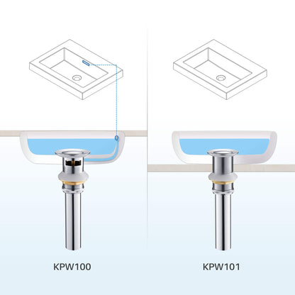 KIBI Cubic Single Handle Chrome Solid Brass Bathroom Vanity Sink Faucet With Pop-Up Drain Stopper Small Cover With Overflow