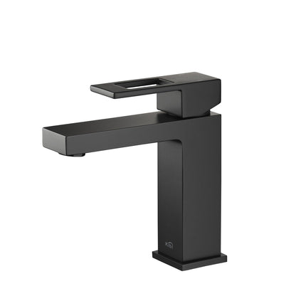 KIBI Cubic Single Handle Matte Black Solid Brass Bathroom Vanity Sink Faucet