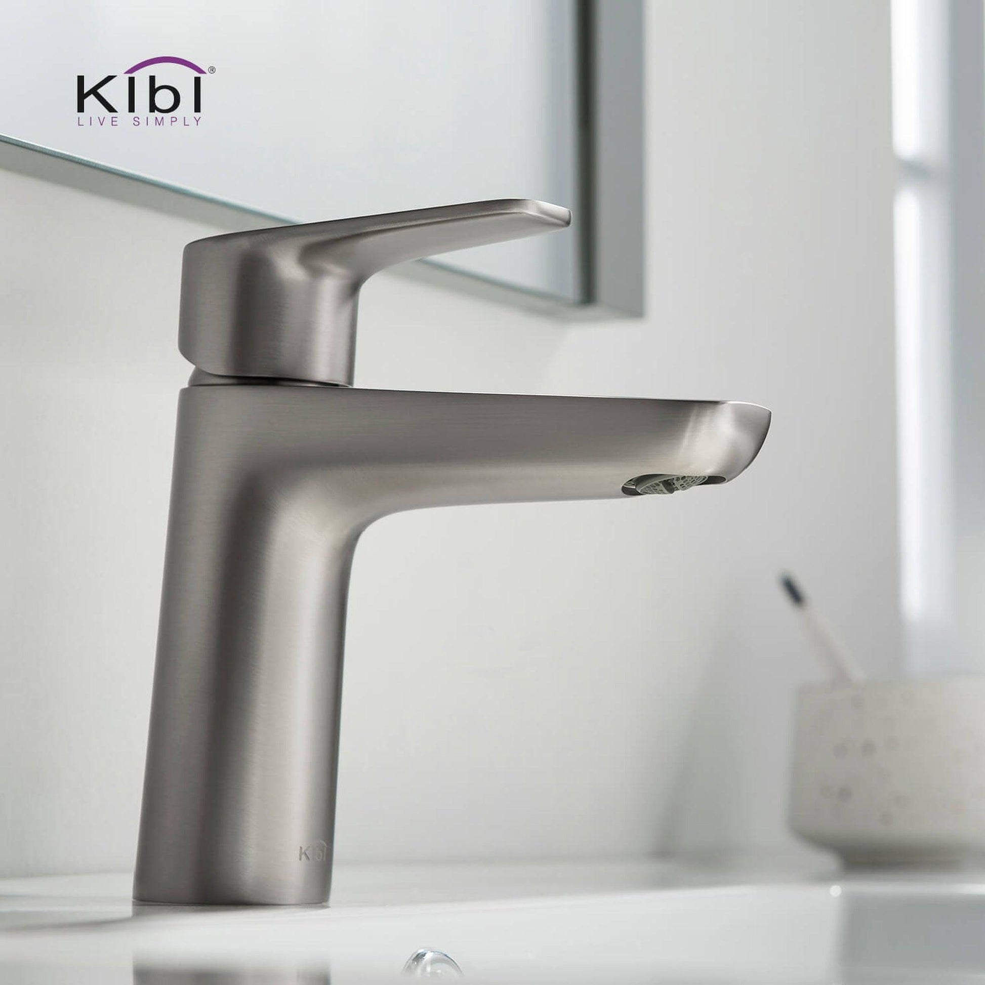 KIBI Harmony Single Handle Brushed Nickel Solid Brass Bathroom Sink Faucet