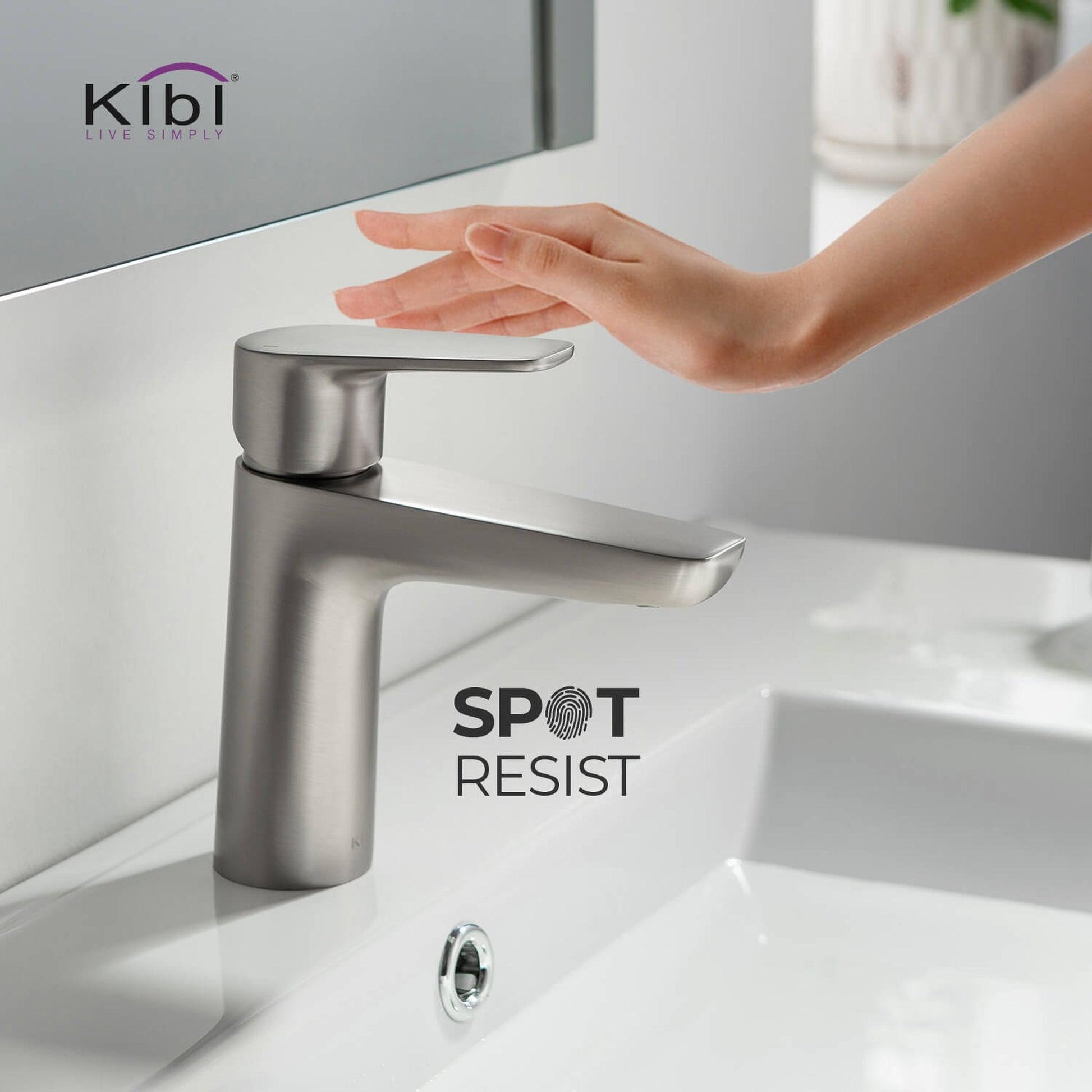 KIBI Harmony Single Handle Brushed Nickel Solid Brass Bathroom Sink Faucet