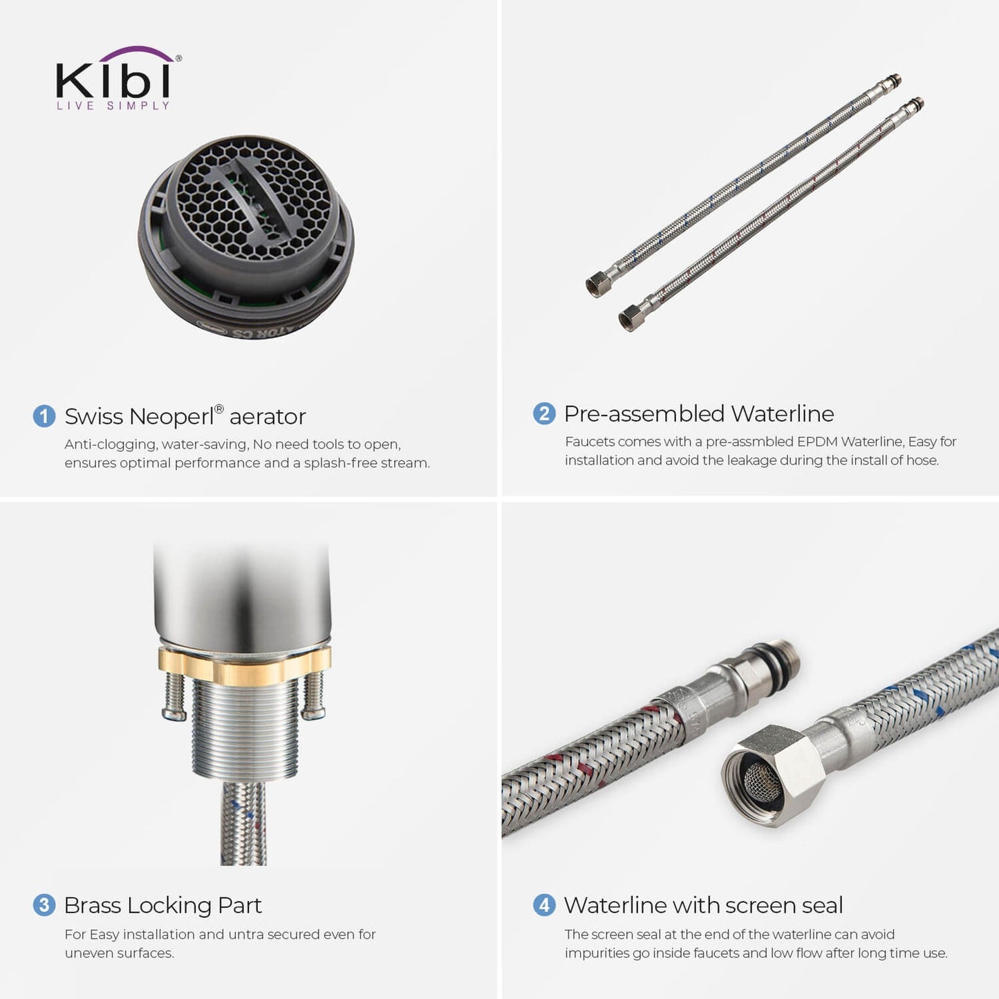 KIBI Harmony Single Handle Brushed Nickel Solid Brass Bathroom Sink Faucet