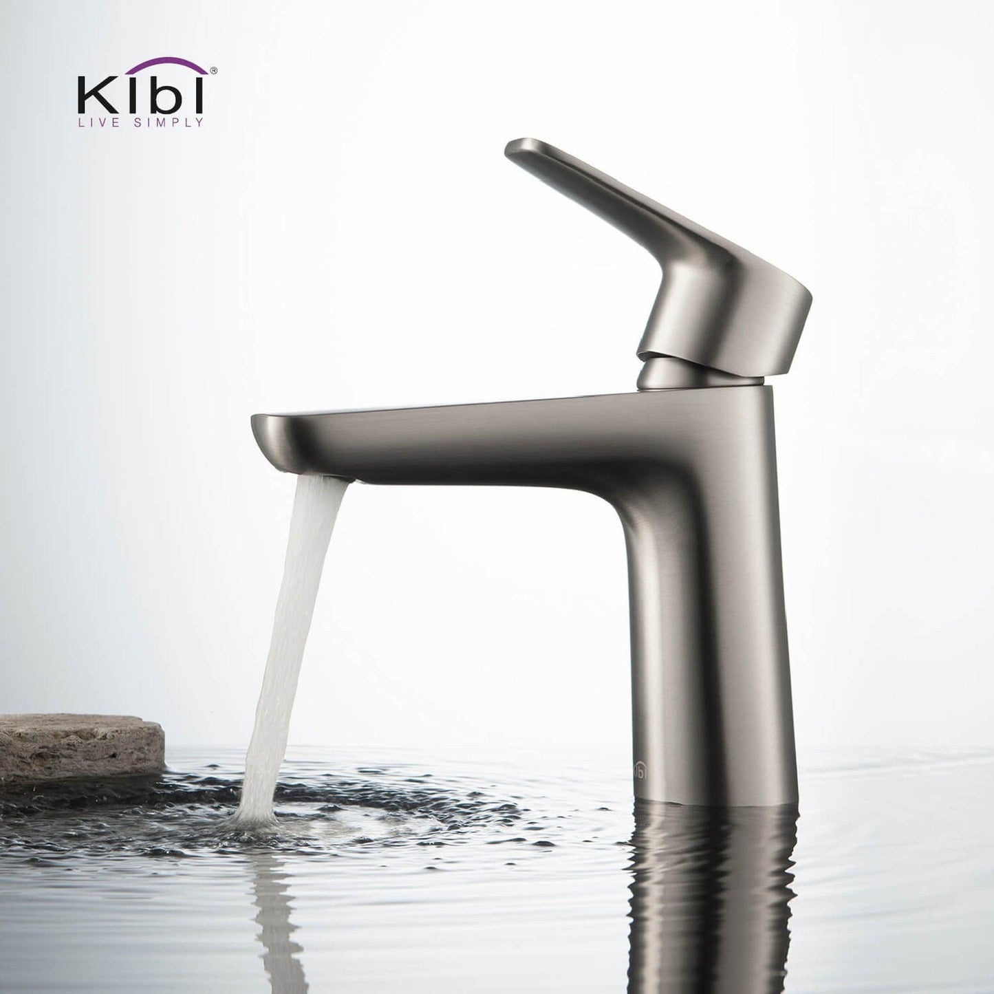 KIBI Harmony Single Handle Brushed Nickel Solid Brass Bathroom Sink Faucet With Pop-Up Drain Stopper Small Cover With Overflow