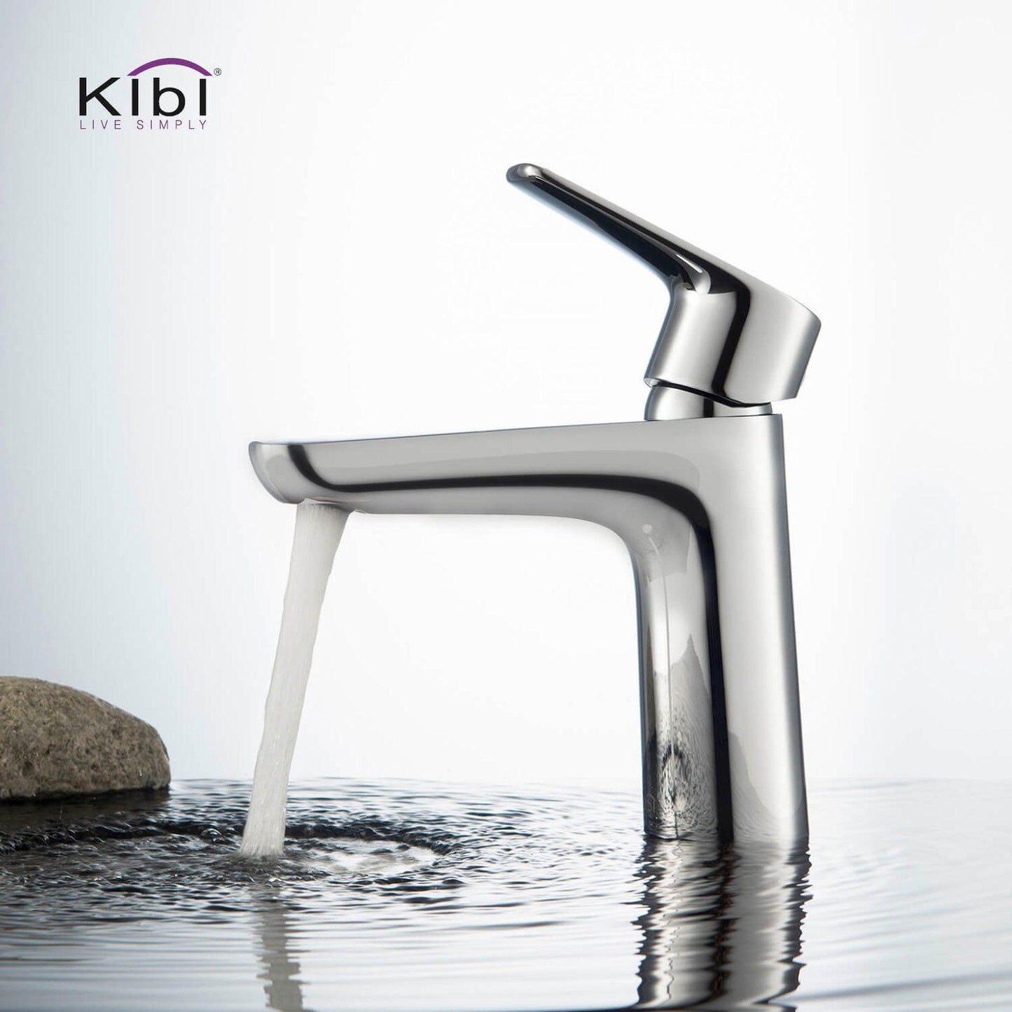 KIBI Harmony Single Handle Chrome Solid Brass Bathroom Sink Faucet With Pop-Up Drain Stopper Small Cover With Overflow