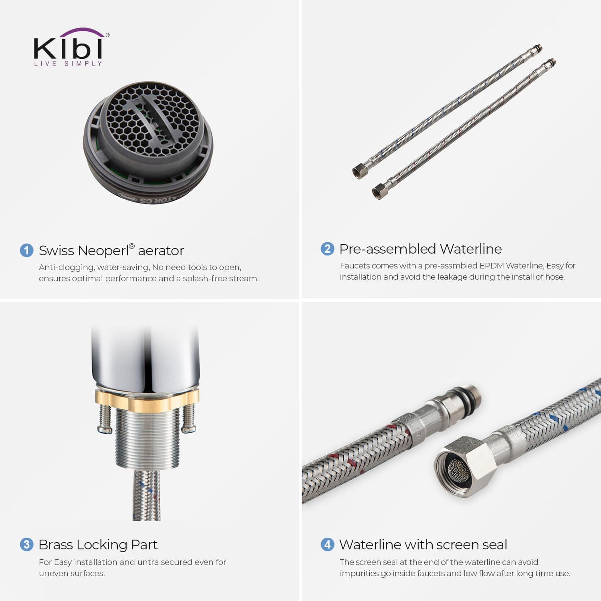 KIBI Harmony Single Handle Chrome Solid Brass Bathroom Sink Faucet With Pop-Up Drain Stopper Small Cover With Overflow