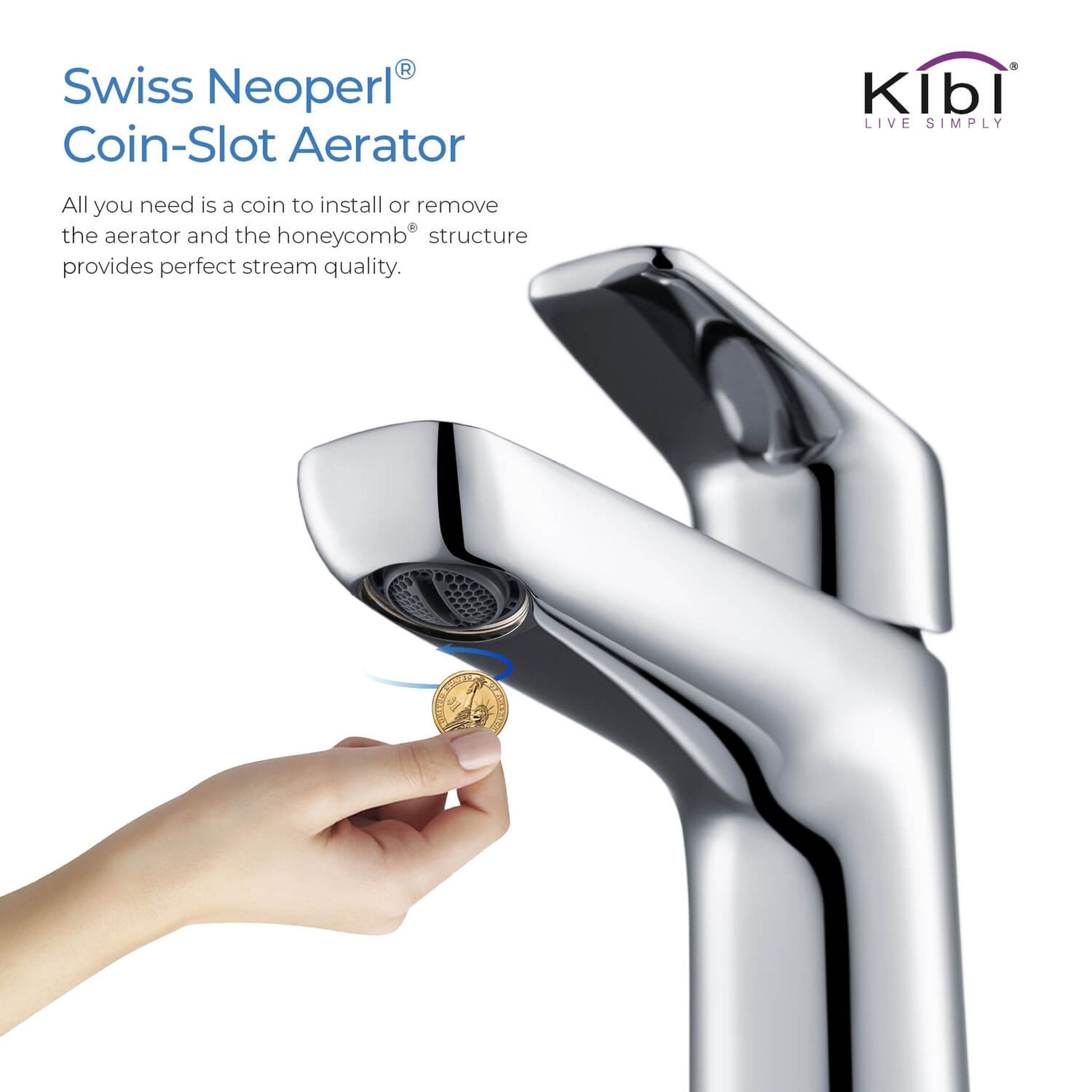 KIBI Harmony Single Handle Chrome Solid Brass Bathroom Sink Faucet With Pop-Up Drain Stopper Small Cover With Overflow