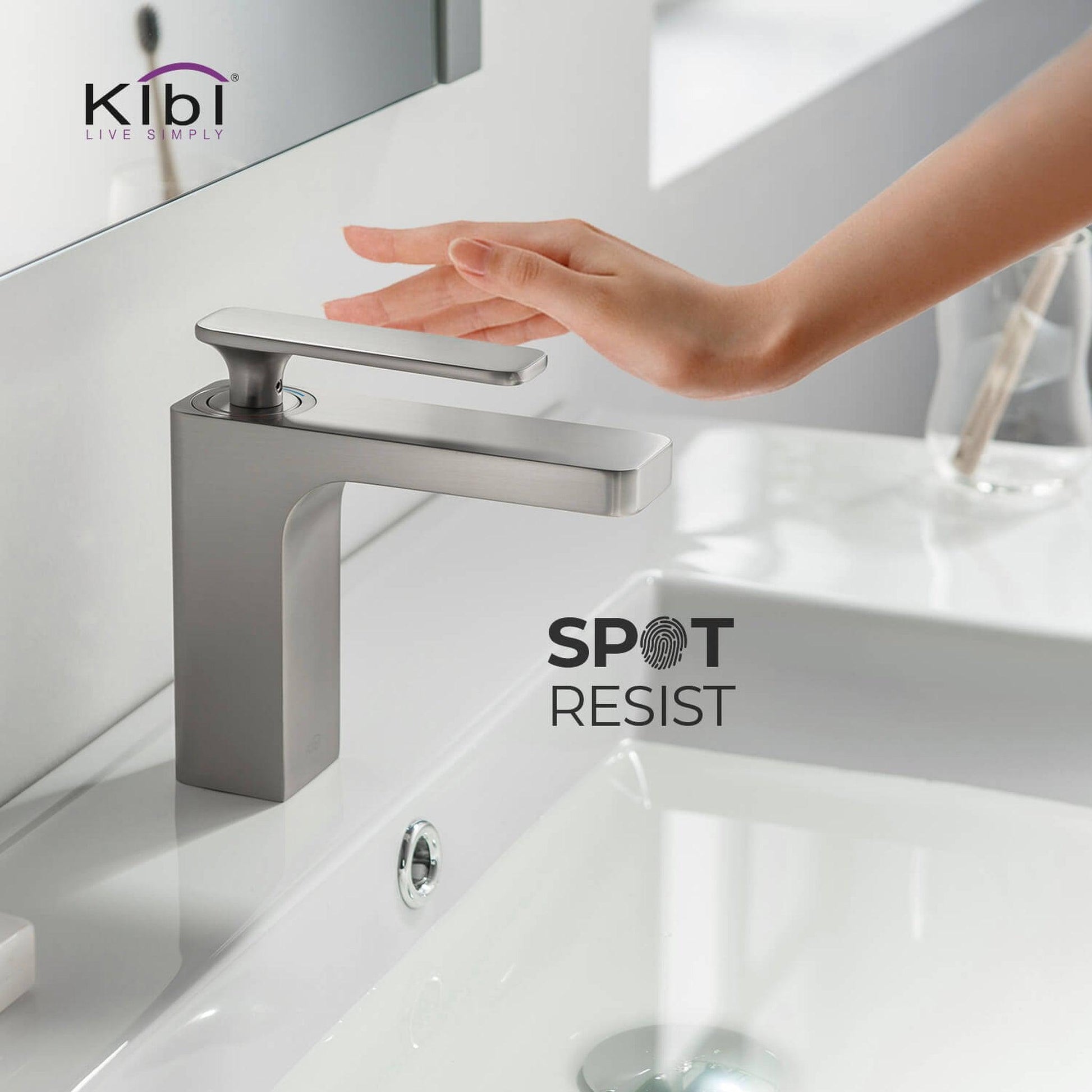 KIBI Infinity Single Handle Brushed Nickel Solid Brass Bathroom Vanity Sink Faucet