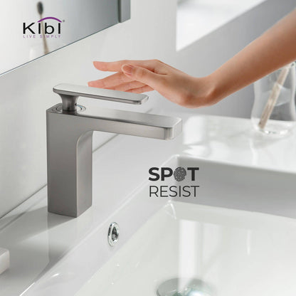 KIBI Infinity Single Handle Brushed Nickel Solid Brass Bathroom Vanity Sink Faucet