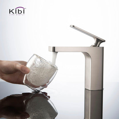 KIBI Infinity Single Handle Brushed Nickel Solid Brass Bathroom Vanity Sink Faucet