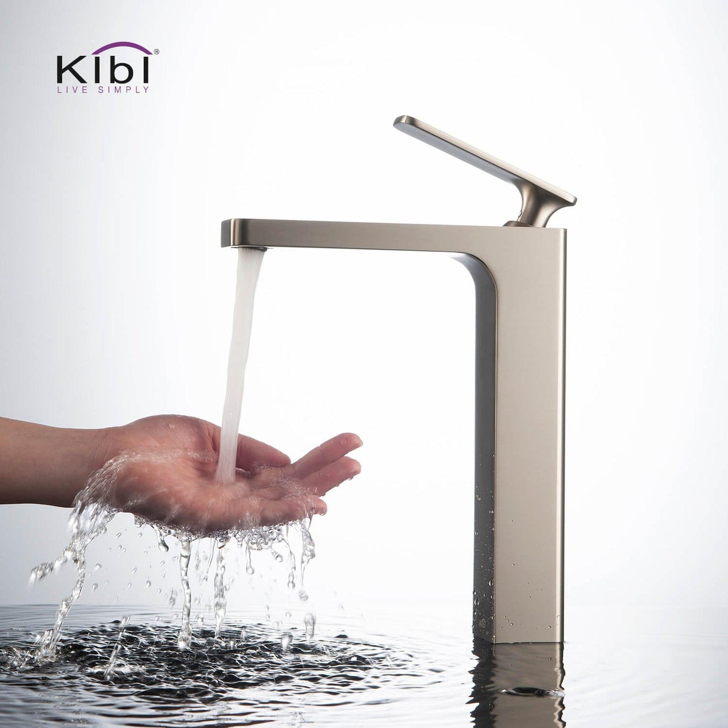 KIBI Infinity Single Handle Brushed Nickel Solid Brass Bathroom Vanity Vessel Sink Faucet