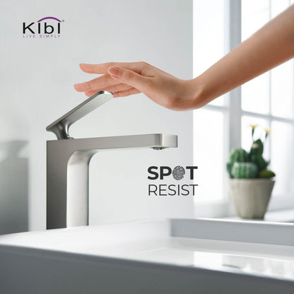 KIBI Infinity Single Handle Brushed Nickel Solid Brass Bathroom Vanity Vessel Sink Faucet