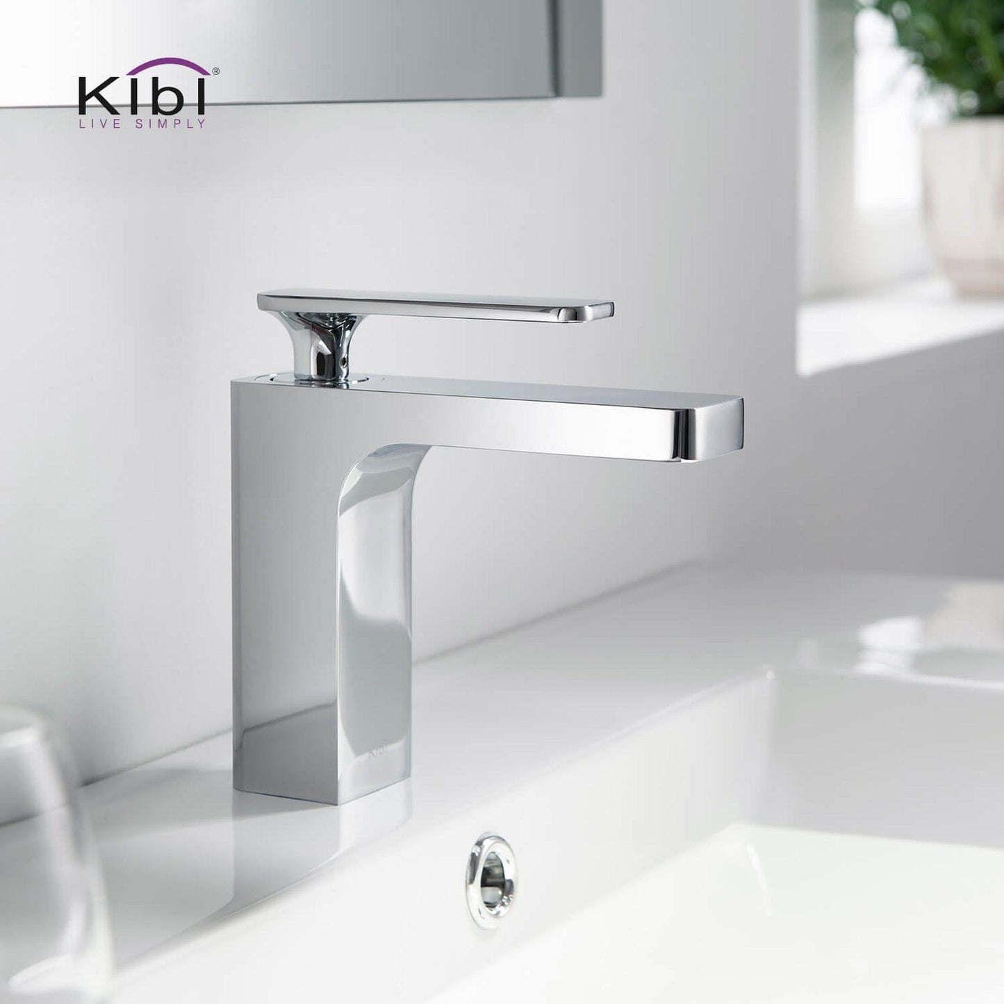 KIBI Infinity Single Handle Chrome Solid Brass Bathroom Vanity Sink Faucet