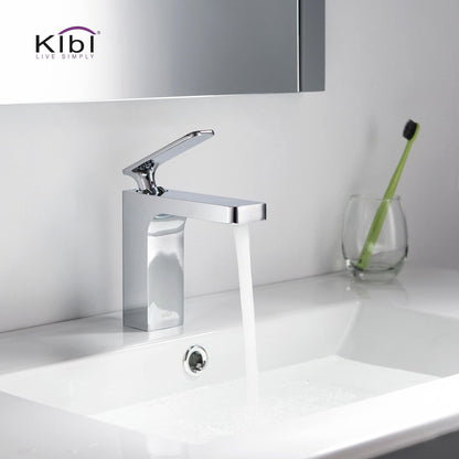 KIBI Infinity Single Handle Chrome Solid Brass Bathroom Vanity Sink Faucet