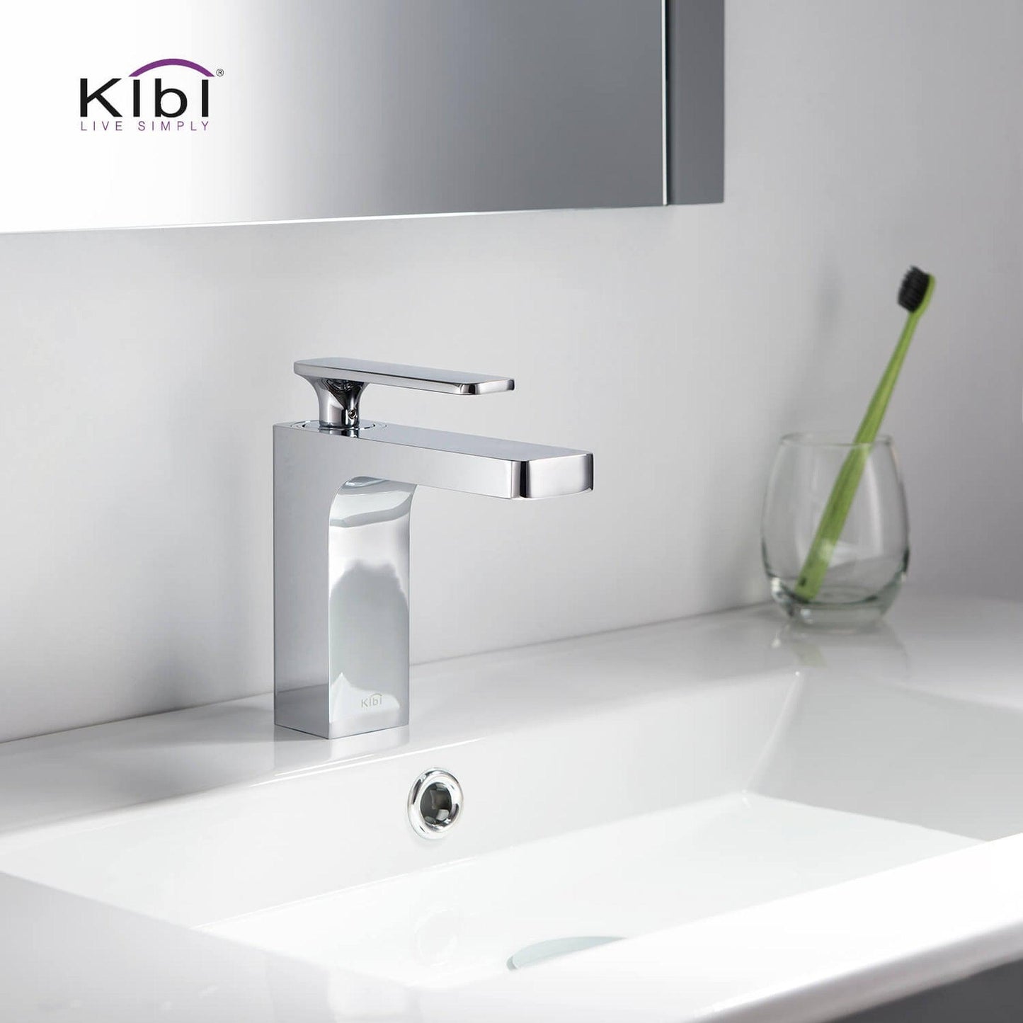 KIBI Infinity Single Handle Chrome Solid Brass Bathroom Vanity Sink Faucet