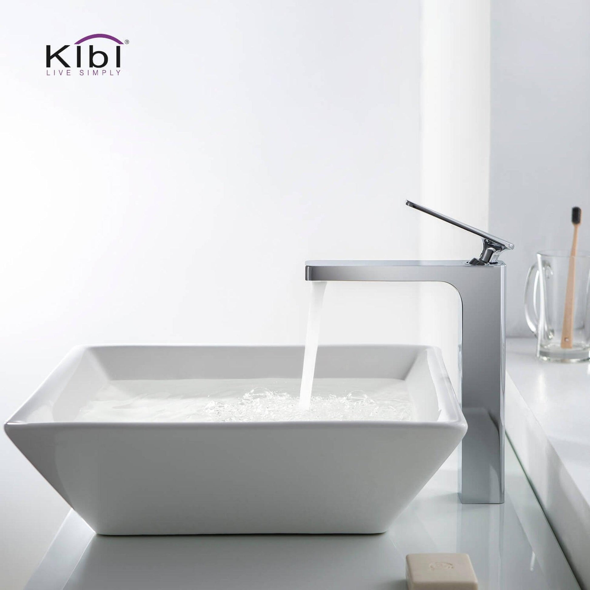 KIBI Infinity Single Handle Chrome Solid Brass Bathroom Vanity Vessel Sink Faucet