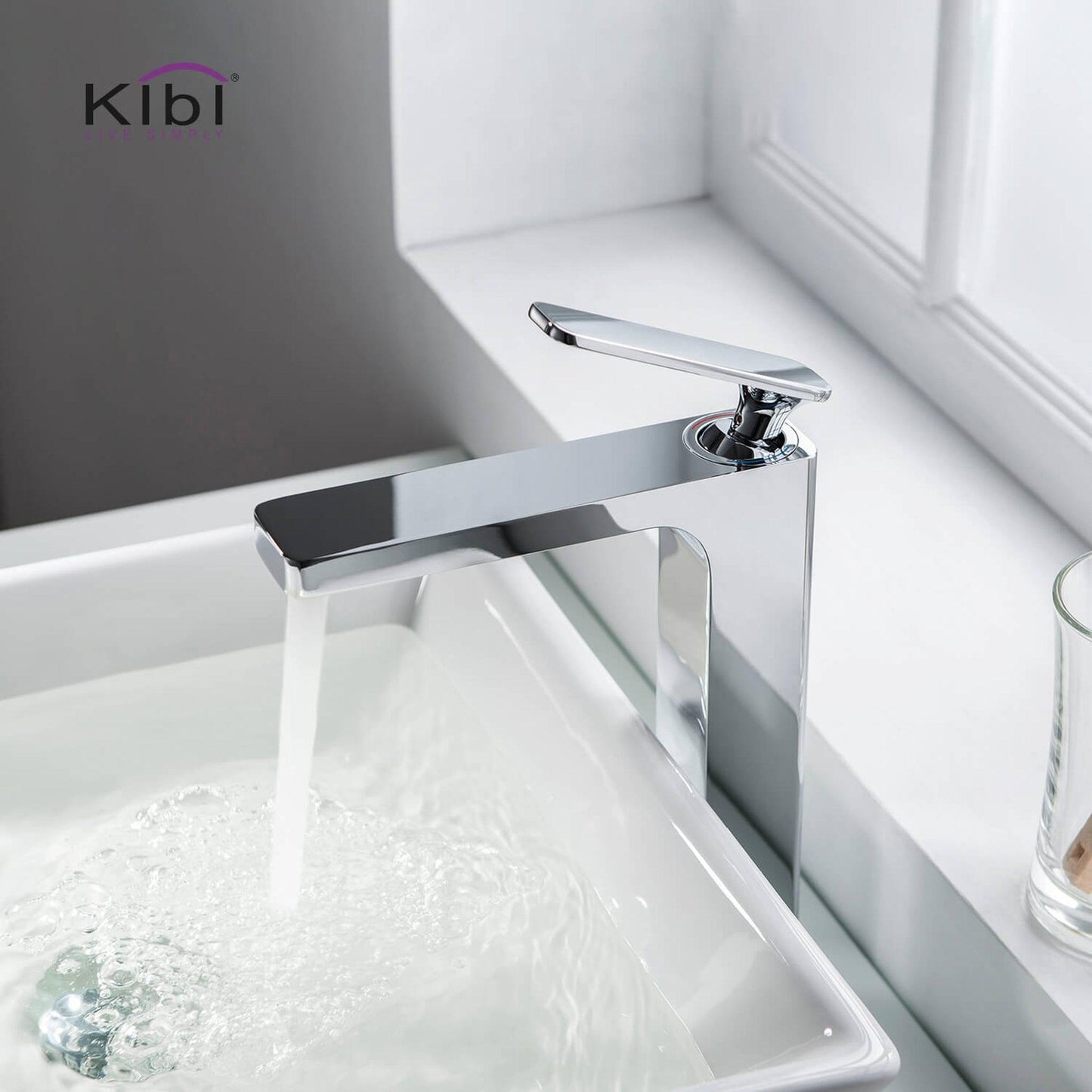 KIBI Infinity Single Handle Chrome Solid Brass Bathroom Vanity Vessel Sink Faucet