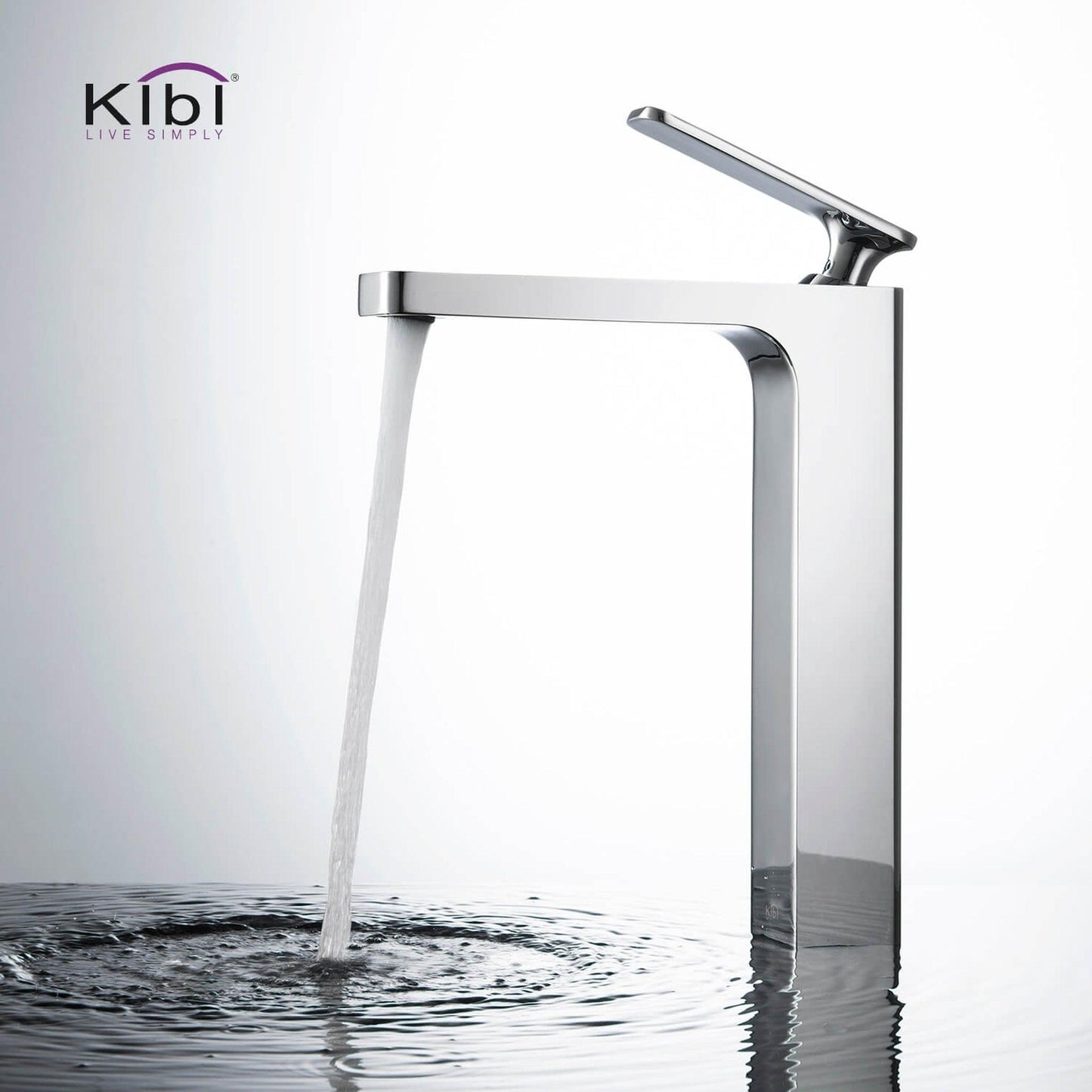 KIBI Infinity Single Handle Chrome Solid Brass Bathroom Vanity Vessel Sink Faucet With Pop-Up Drain Stopper Small Cover Without Overflow
