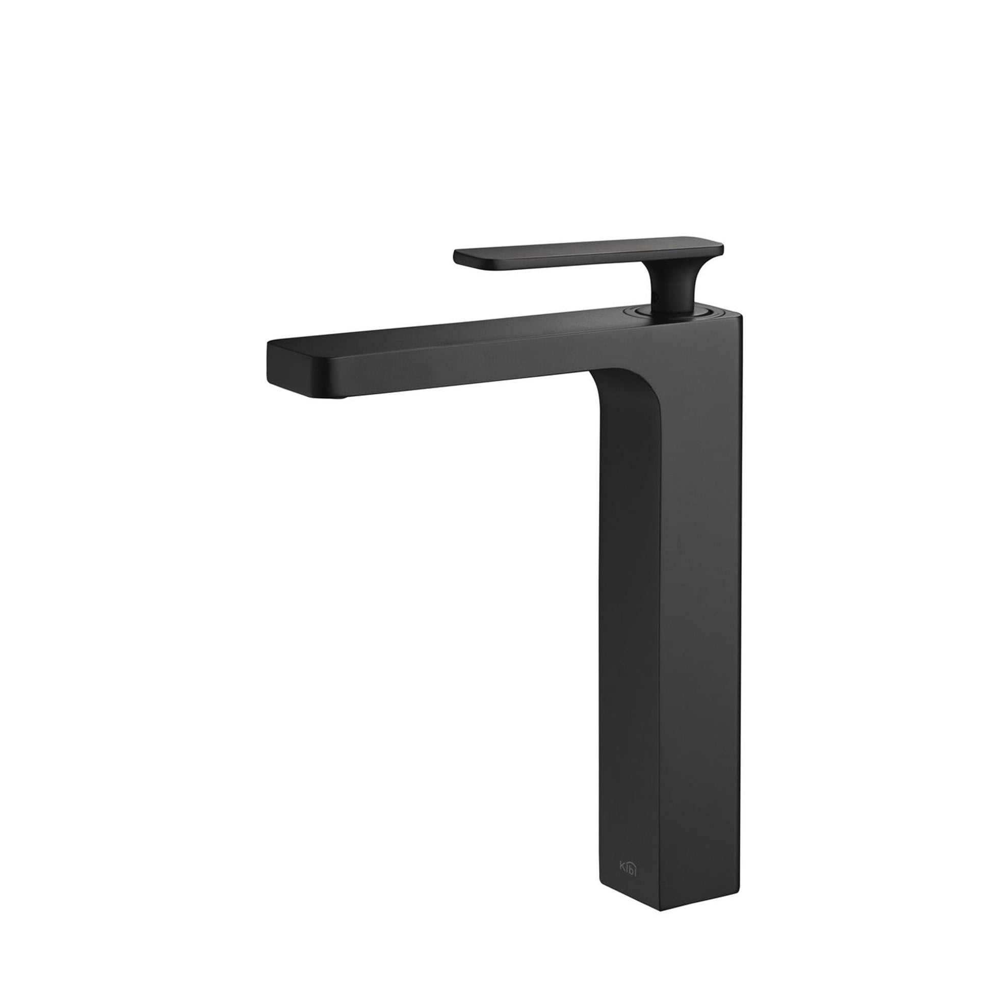 KIBI Infinity Single Handle Matte Black Solid Brass Bathroom Vanity Vessel Sink Faucet