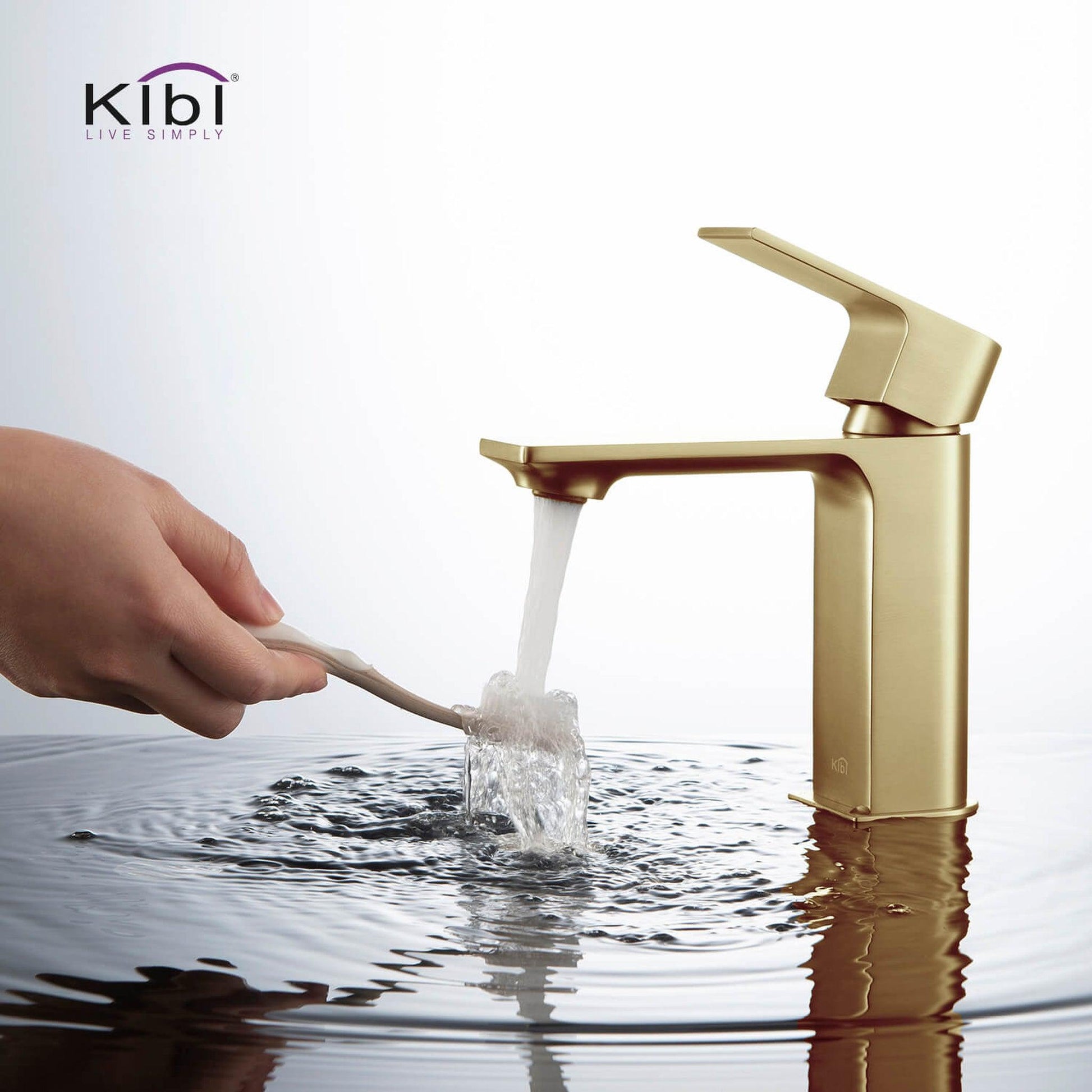 KIBI Mirage Single Handle Brushed Gold Solid Brass Bathroom Vanity Sink Faucet