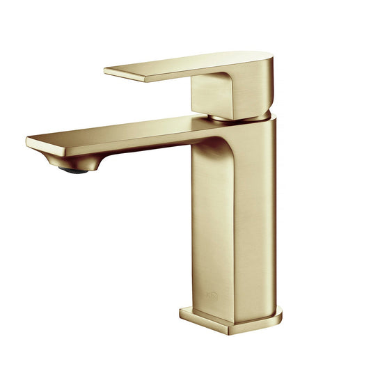 KIBI Mirage Single Handle Brushed Gold Solid Brass Bathroom Vanity Sink Faucet