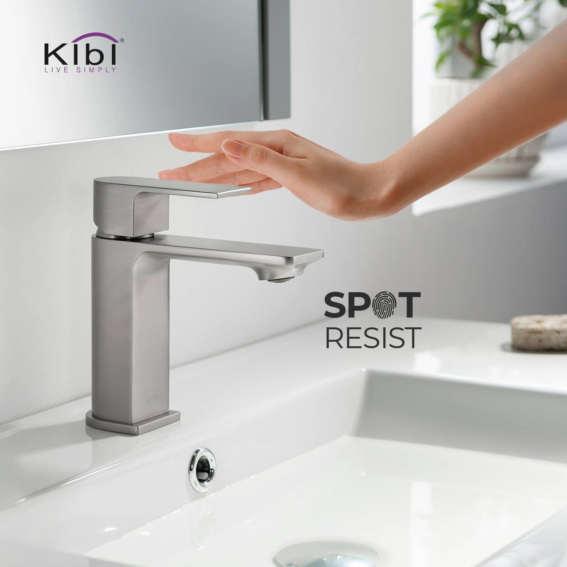 KIBI Mirage Single Handle Brushed Nickel Solid Brass Bathroom Vanity Sink Faucet