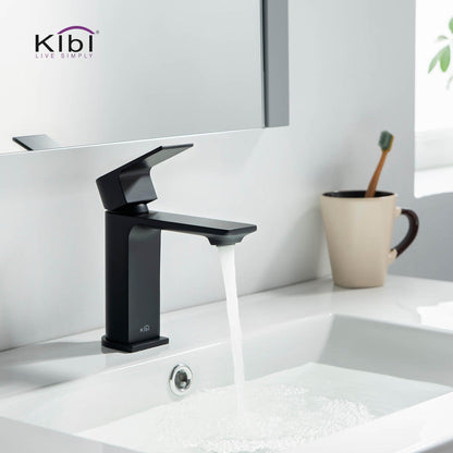 KIBI Mirage Single Handle Matte Black Solid Brass Bathroom Vanity Sink Faucet