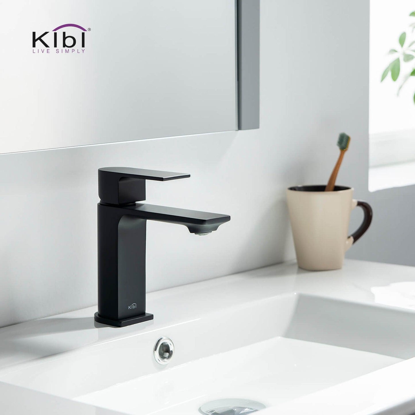 KIBI Mirage Single Handle Matte Black Solid Brass Bathroom Vanity Sink Faucet