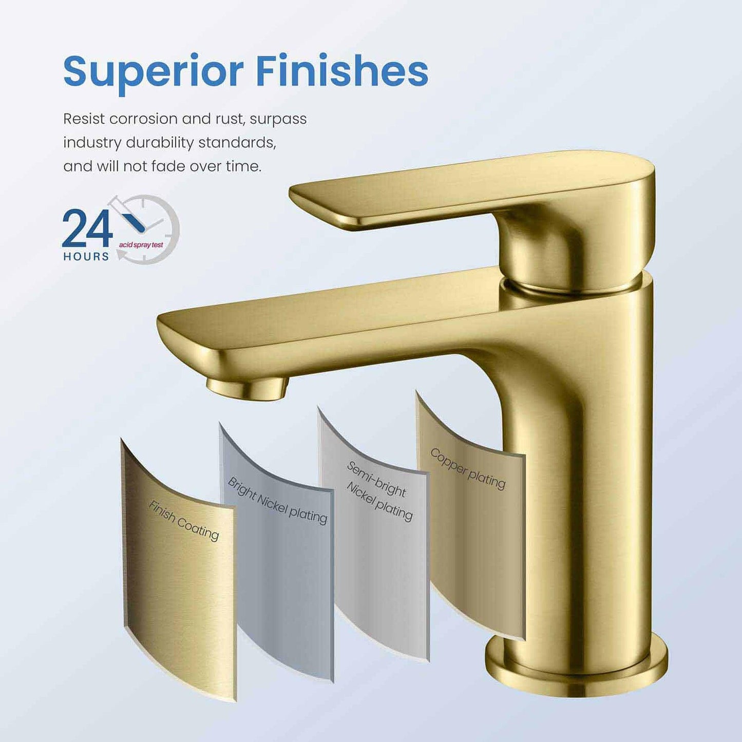 KIBI Tender Single Handle Brushed Gold Solid Brass Bathroom Sink Faucet With Pop-Up Drain Stopper Small Cover With Overflow