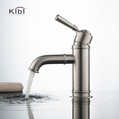 KIBI Victorian Single Handle Brushed Nickel Solid Brass Bathroom Vanity Sink Faucet