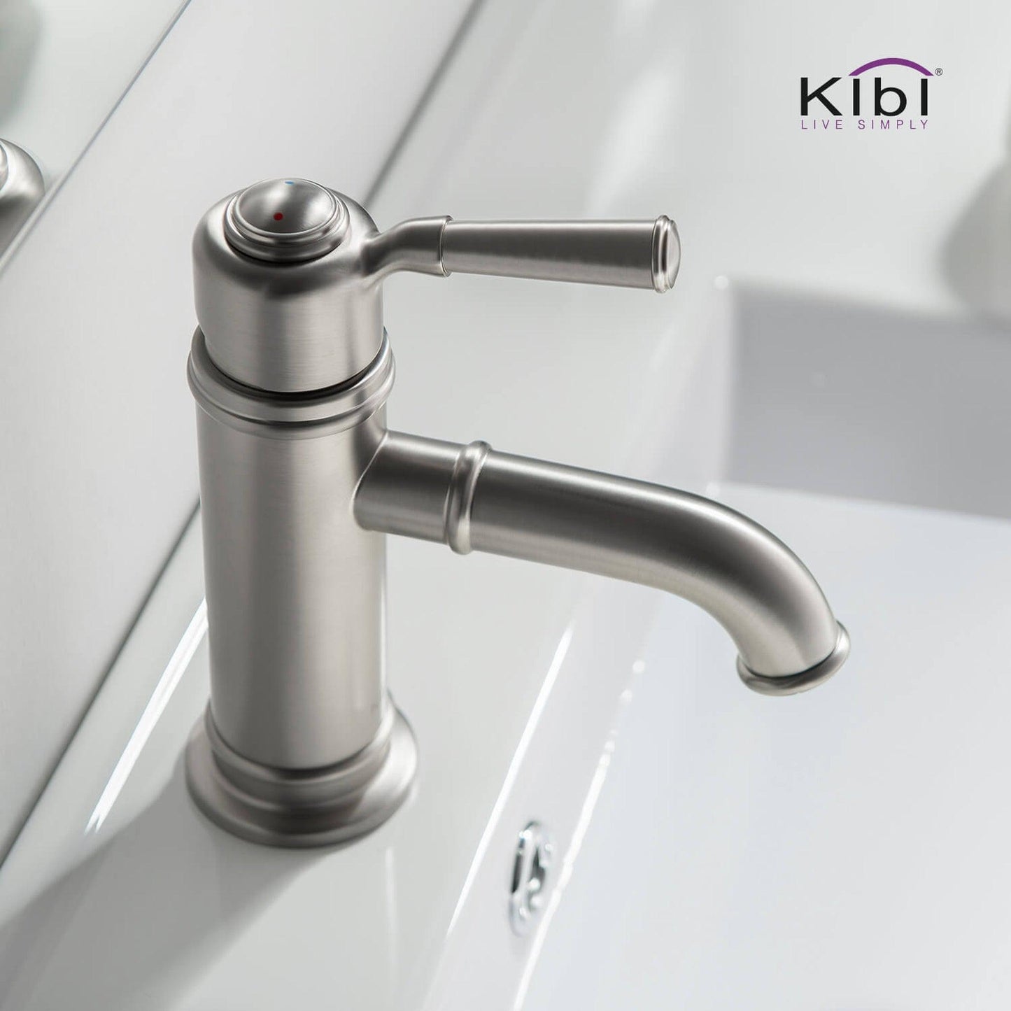 KIBI Victorian Single Handle Brushed Nickel Solid Brass Bathroom Vanity Sink Faucet