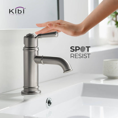 KIBI Victorian Single Handle Brushed Nickel Solid Brass Bathroom Vanity Sink Faucet