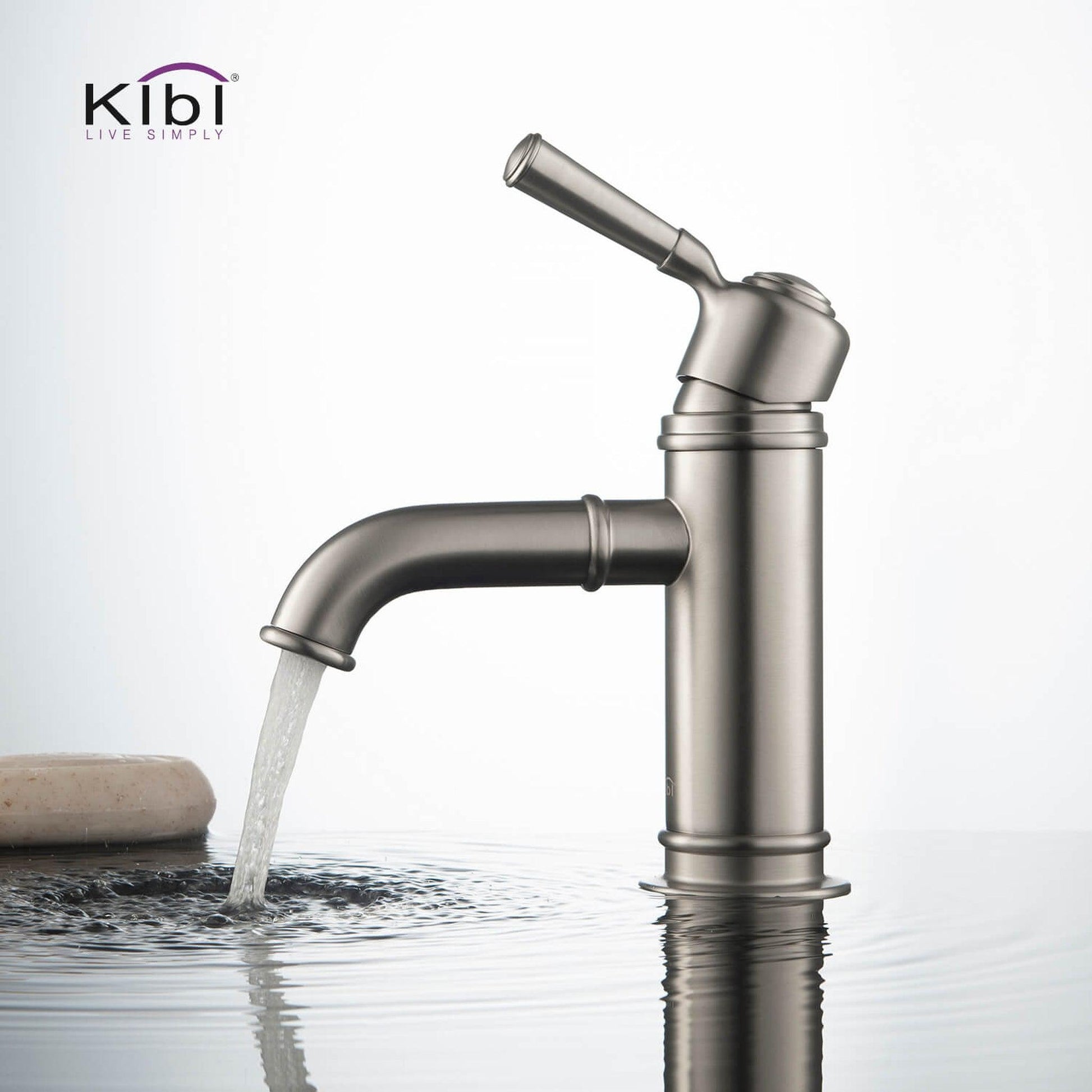 KIBI Victorian Single Handle Brushed Nickel Solid Brass Bathroom Vanity Sink Faucet With Pop-Up Drain Stopper Small Cover With Overflow